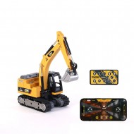 TRASPED HG4-301 RTR 1/64 2.4G Mini RC Excavator Alloy Bucket 270 °Rotation Support App Remote Controlled LED Light Sound Engineering Vehicles Two Speed Desktop Toys Model Collection Gift For Boys - Yellow