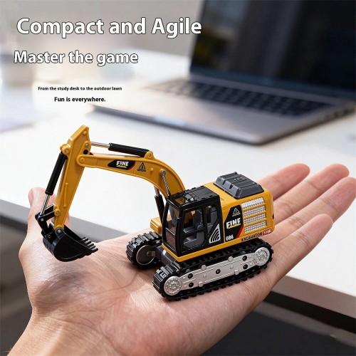 TRASPED HG4-301 RTR 1/64 2.4G Mini RC Excavator Alloy Bucket 270 °Rotation Support App Remote Controlled LED Light Sound Engineering Vehicles Two Speed Desktop Toys Model Collection Gift For Boys - Yellow