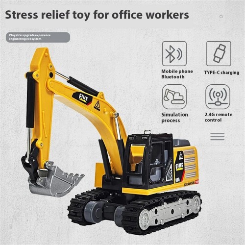 TRASPED HG4-301 RTR 1/64 2.4G Mini RC Excavator Alloy Bucket 270 °Rotation Support App Remote Controlled LED Light Sound Engineering Vehicles Two Speed Desktop Toys Model Collection Gift For Boys - Yellow