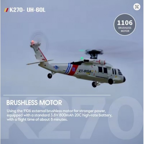 WLtoys K270 RC Helicopter 2.4GHz Brushless Motor with 6-Axis Gyro, Altitude Hold & Optical Flow, 4CH Ready-to-Fly
