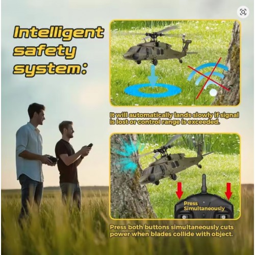 WLtoys K170 Brushless 4-CH RC Helicopter,Full-Scale UH60L Black Hawk,6-Axis Gyroscope, One Key Take-Off/Landing with 1 Batteries