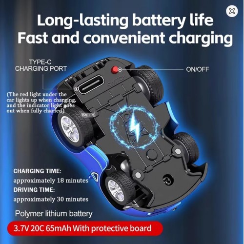 Wltoys Q7201 1/72 2.4G Mini RC Car LED Light 3 Speed Adjustable Full Scale Q Version Desktop Micro Remote Cruise Control Vehicles Models Toys 