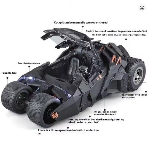 1:24 Batmobile Tumbler Alloy Die-Cast Model Car with Sound, Light & Spray Effect