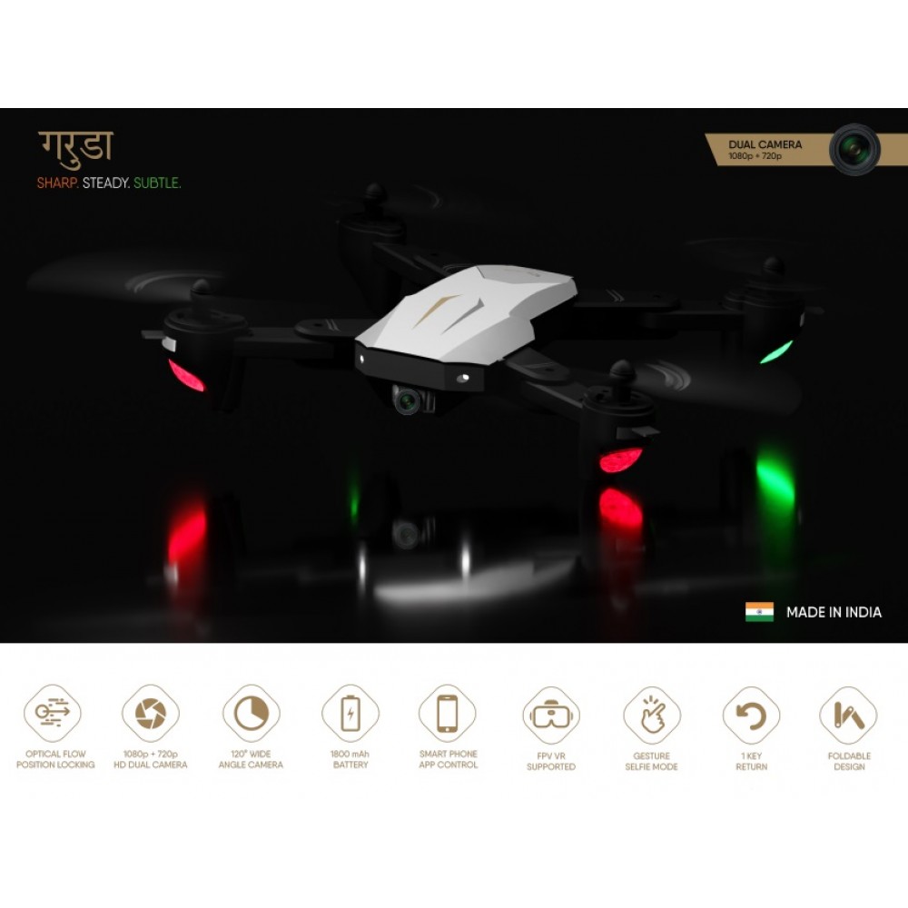 GARUDA 1080 BLACK| WiFi HD 1080P + 720 P FPV Dual Camera | BOX VERSION | Position Locking Drone GARUDA 1080 BLACK| WiFi HD 1080P + 720 P FPV Dual Camera | BOX VERSION | Position Locking Drone