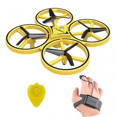 hand gesture operated mini flying drone with smart watch hand control quadcopter with led infrared induction uav aircraft toy
