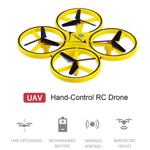 hand gesture operated mini flying drone with smart watch hand control quadcopter with led infrared induction uav aircraft toy