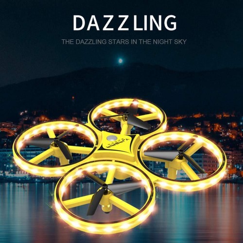 hand gesture operated mini flying drone with smart watch hand control quadcopter with led infrared induction uav aircraft toy