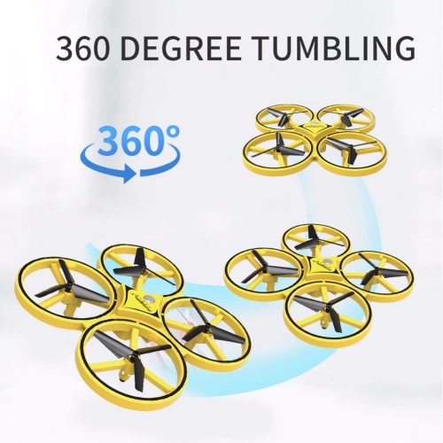 hand gesture operated mini flying drone with smart watch hand control quadcopter with led infrared induction uav aircraft toy