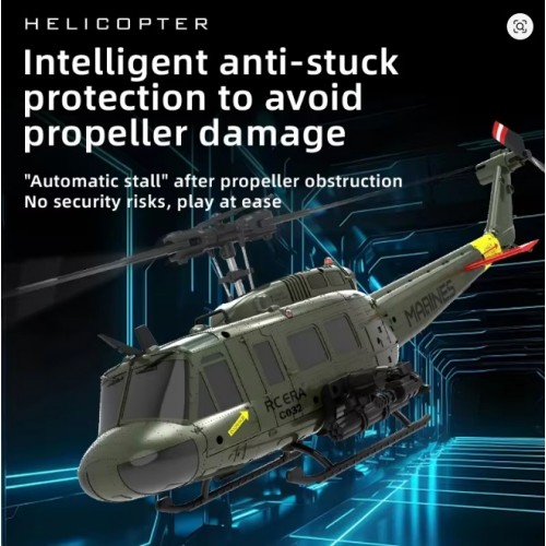 C032 RC Helicopter 2.4G 6-Aixs Gyroscope 6CH Altitude Hold Optical Flow Brushless Remote Control Helicopter - Military Green Version