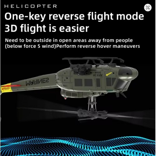 C032 RC Helicopter 2.4G 6-Aixs Gyroscope 6CH Altitude Hold Optical Flow Brushless Remote Control Helicopter - Military Green Version