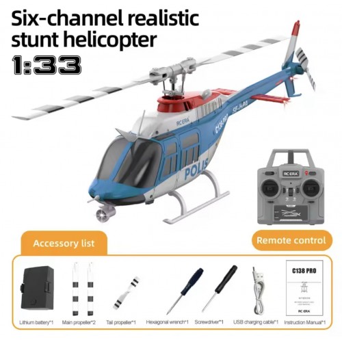 RC ERA C138 PRO Bell-206 Brushless 6CH RC Helicopter (RTF) – 1:33 Scale