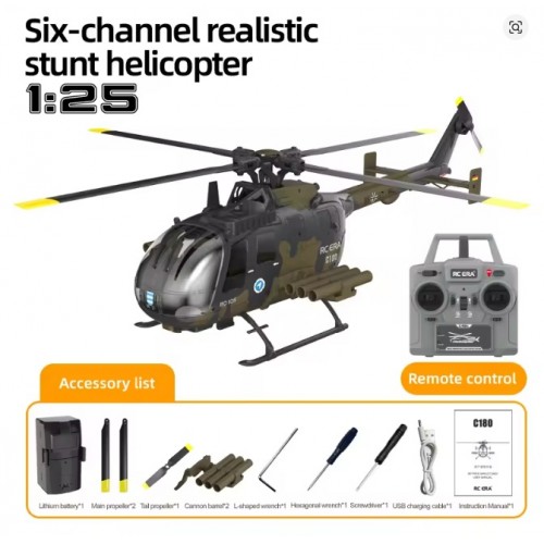 RC ERA 1:25 C180 RC Helicopter BO105 6CH Brushless with Optical Flow Positioning 3D Stunt 