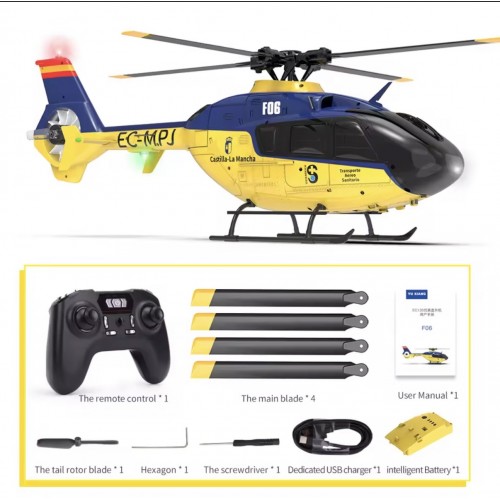 Yu Xiang F06 EC135 6CH RC Helicopter – Dual Brushless Scale Helicopter with Optical Flow Positioning
