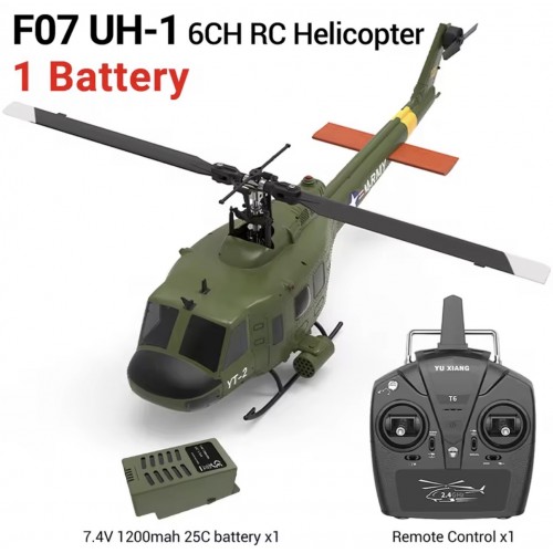 YUXIANG F07 UH-1D RC Helicopter Toys for Adults, 1/34 Scale 2.4G 6CH 6G/3D Stabilized Aircraft 6-Axis Gyro Brushless Flybarless Helicopter for UH-1 Huey - RTF