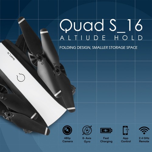 Quad S16 Drone With Wifi Camera & Rc App Control In White Color