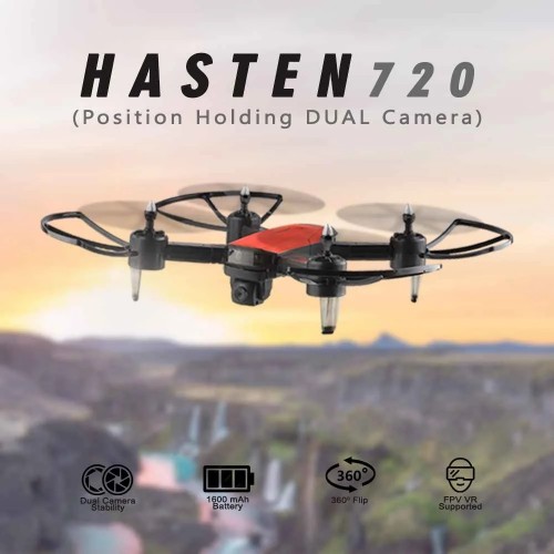 Hasten 720P Dual Camera Professional Drone 4k HD Wide Angel With Remote Control, 1600 Mah Battery 12-15 Min Long Flying Time