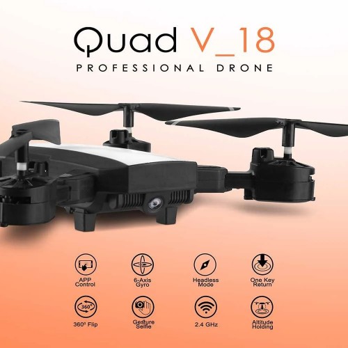 QUAD V 18 YELLOW | WiFi 480P FPV Dual Camera | Position Locking Drone