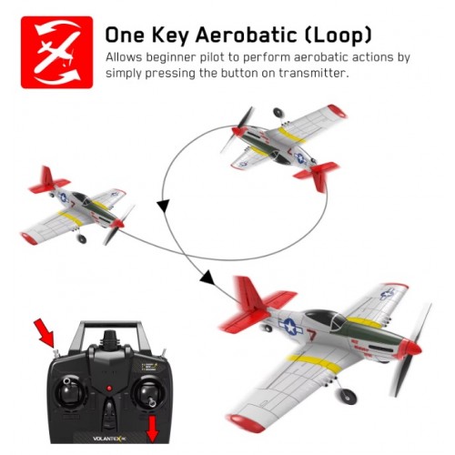 Volantex RC P51D Mustang 768-1 – 750mm 4CH Brushless RC Warbird Airplane