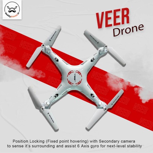 ELECTROBOTIC VEER 360 | ALTITUDE HOLD DRONE | DOUBLE BATTERY DOUBLE FUN | Drone With 2.4GHZ Remote Control ( Red )