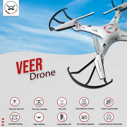 ELECTROBOTIC VEER 360 | ALTITUDE HOLD DRONE | DOUBLE BATTERY DOUBLE FUN | Drone With 2.4GHZ Remote Control ( Red )