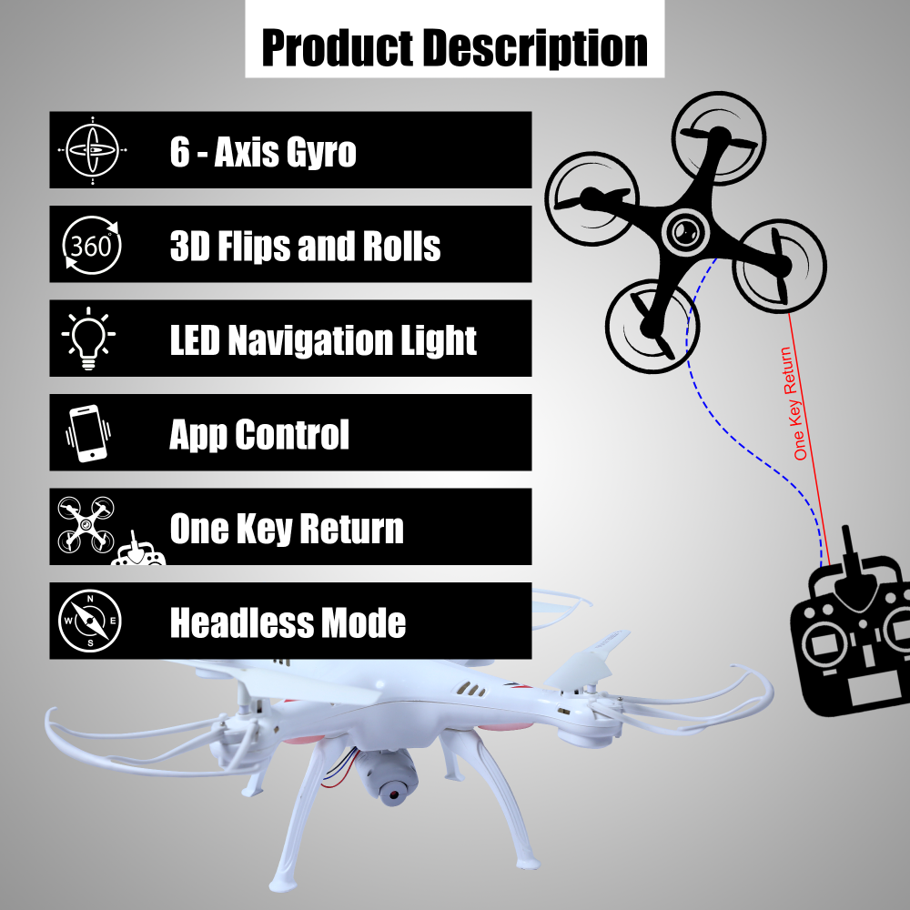 Vision Drone With Wifi Camera & Rc App Control In White Color Vision Drone With Wifi Camera & Rc App Control In White Color